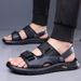 British Style Brand Summer Men's Casual Leather Slippers Fashion Walking Soft Bottom Beach Sandals Comfy Outdoors Shoes_vogvips.com