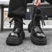 Retro Thick-soled Heightening Tooling Boots Hip-hop Locomotive Boots Niche Design Zhongbang Derby Shoes_vogvips.com