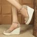 Women's Summer Cross-Strap Peep-Toe Platform Wedge Sandals Fashionable Hollow High Heels Waterproof_vogvips.com
