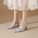 Black Satin Pointed-toe High-heeled Sandals With Bow And Open Back, Soft-soled, Commuter Style, Direct From The Factory,_vogvips.com
