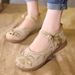 Women’s Shoes Spring And Autumn Old Cloth Shoes Cowhide Bottom Flat Low Heel Middle Aged And Elderly Non Slip Embroidered Shoes Square Dance Hoes_vogvips.com