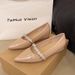 French Evening Wind Rhinestone Pointed Flat Shoes Women's Shallow Mouth Inner Height Increase Nude Single Shoes Commuter Soft Sole_vogvips.com