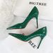 Shiny Lacquer Leather Woven Fine Super High Heel Shallow Mouth Pointed Head Sexy Nightclub Slim Women S Single_vogvips.com