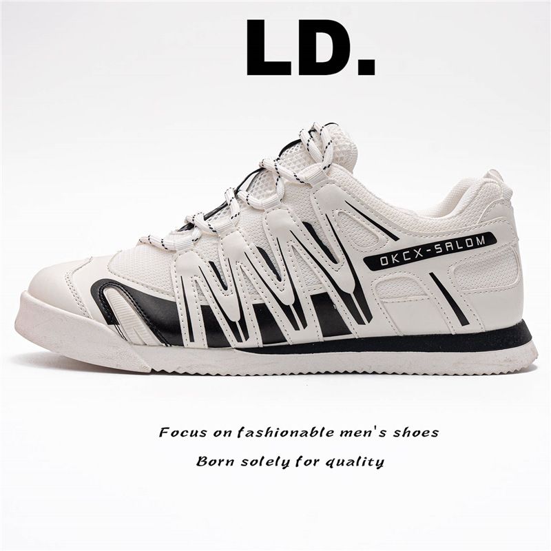 2026 Spring Trendy Men's Black And White Color Block Casual Sneakers Breathable Versatile FashiNewable Sports Shoes_vogvips.com