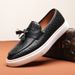 British Style One Legged Tassel Loafers Men's Casual Shoes, Versatile And Fashionable Patterned Bean Shoes For Men_vogvips.com