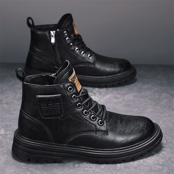European Warm Series Casual Work Shoes Autumn Winter New Men's Trendy Martin Fleece Lined Warm High-top Leather Fashion Desert Boots_vogvips.com