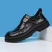 Summer Hollow Men's New Wide Toe Leather Breathable Versatile Thick Sole Business Formal Casual Shoes Trendy_vogvips.com