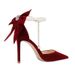 Cross-Border Plus Size 2025 Thin Heel Pointed High Heels One Strap Bow Women's Suede Red Pearl Wedding Shoes Wholesale_vogvips.com