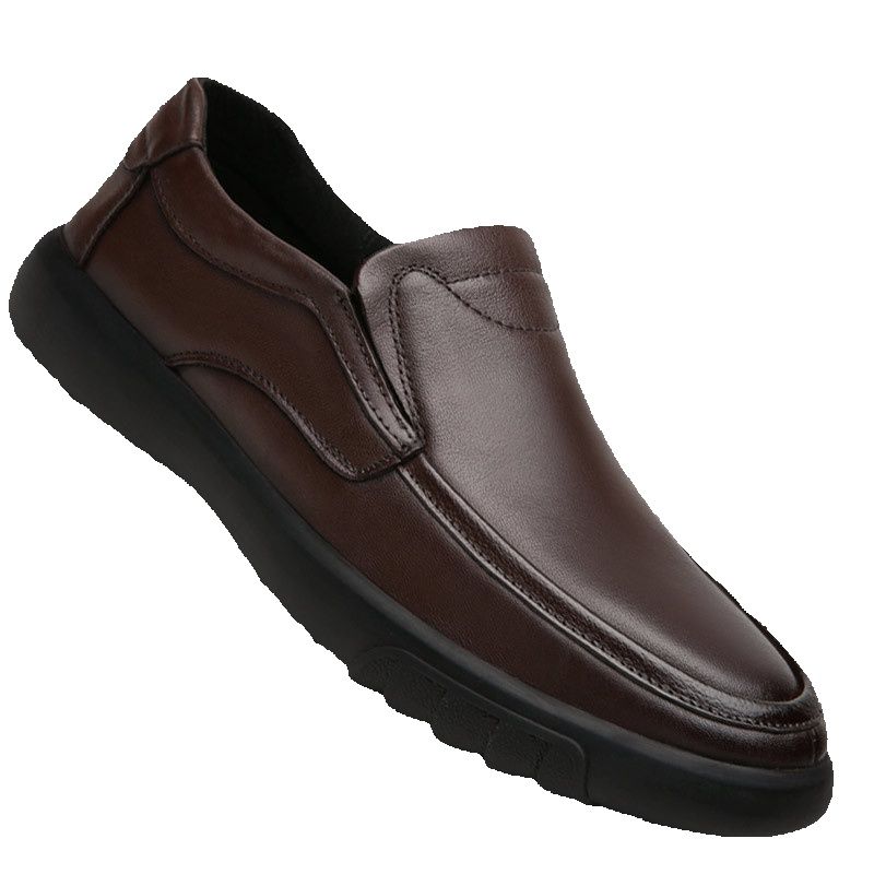 Suitable For All Seasons Cowhide New Casual Dad Genuine Slip-On Non-Slip Soft Sole Leather Shoes For Men_vogvips.com