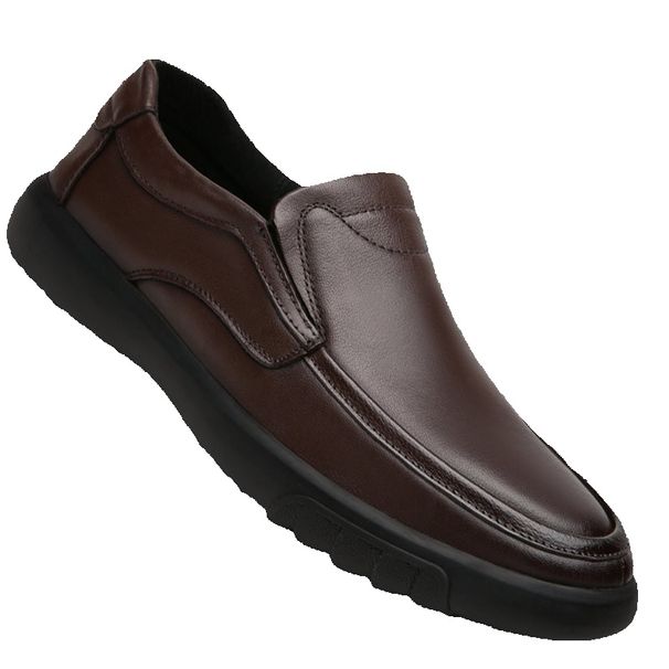 Suitable For All Seasons Cowhide New Casual Dad Genuine Slip-On Non-Slip Soft Sole Leather Shoes For Men_vogvips.com