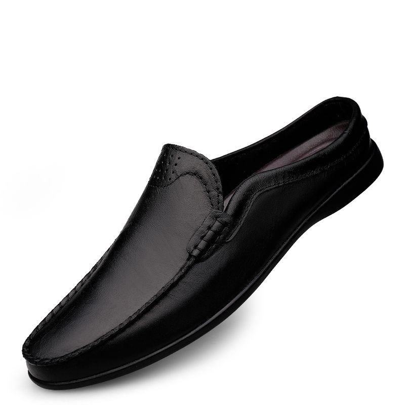 Italian Genuine Leather Slippers Luxury Loafers Moccasins Outdoor Non-slip Man Casual Summer Sandal Half Shoes For Men_vogvips.com
