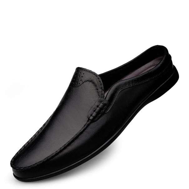 Italian Genuine Leather Slippers Luxury Loafers Moccasins Outdoor Non-slip Man Casual Summer Sandal Half Shoes For Men_vogvips.com