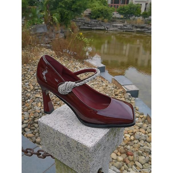 French Style Non Tiring Single Shoe Fashion Absolute High Heels Women's Mary Jane Shoes 2025 Autumn New Rhinestone_vogvips.com