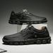 Handcrafted Men's Casual Shoes With Thick Sole - Breathable PU Upper, Lace-Up Design For Business & Workwear (Black, Khaki, Green, Gold)_vogvips.com
