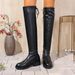 Pure Black Over-the-Knee For Women 2025 Autumn Winter New Flat Large Size Long Commuting Taizhou Women's Boots_vogvips.com
