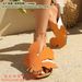 Large Size Foreign Trade Faux Leaf Personalized For Women, 2026 New Model, Slip-on Square Toe Low-heel Beach Sandals_vogvips.com