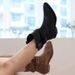 【youshilai】2025 Autumn Mid-Calf Riding Pointed Toe Chunky High Heel Short Slimming Slouch Boots For Women_vogvips.com