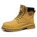 Top-Grain Leather Boots For Men, Winter Large-Size Martin Boots, Men's Outdoor Sports High-Top Shoes, Men's Yellow Work_vogvips.com