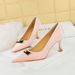 1818-K81 Style Banquet High Heel Shallow Mouth Pointed Metal Buckle Decoration Xishi Suede Women's Single Shoes_vogvips.com