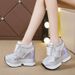 Jiajia 2024 Spring Autumn Winter Korean Style High Heel 12CM Internal Height Increase Women's Thick Sole Platform Lace-up_vogvips.com