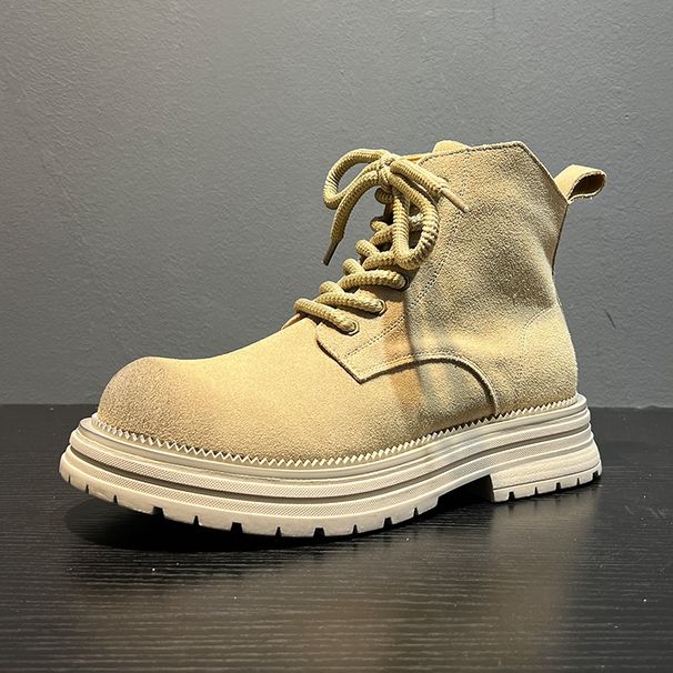 WalkPrime Martin 2024 Autumn Winter New Casual Work Lace-up Men's Yellow Boots American Style Versatile Trendy_vogvips.com