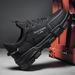 Men's Waterproof Slip-Resistant Work Shoes - Breathable Mesh Casual Sneakers For Construction & Outdoor Activities (Black/Tan)_vogvips.com