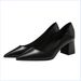 Women's Shoes Pointed Toe Chunky Heel Pumps - Soft Leather Slip-On Dress Shoes For Work & Daily Wear (Sizes 31-43, 5cm/7cm Heel Options)_vogvips.com