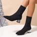 2025 New Fashion Boots Large Skinny Boots Women's Middle Heel Winter Knitted Pointed Breathable And Elastic Skinny Boots_vogvips.com
