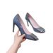 RV Patent Leather Round-Toe High-Heeled Stiletto Heel, Low-Cut Women's Shoes With Metal Square Buckle, Professional OL_vogvips.com