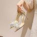Women S High Heels Fashion Crystal Flower Transparent PU Shallow Slip On Sandals New Elegant Wedding Shoes Banquet Sexy_vogvips.com