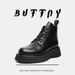 Retro Thick-soled Heightened Medium-help Tooling Boots, Fleece Lace-up Martin Boots_vogvips.com