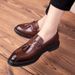 New Fashion Men's Brown Business Casual Loafer Shoes Daily Office Black Buckle Monk Men's Shoes One Foot Cover Banquet Dress Wedding Leather Shoes_vogvips.com