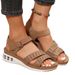 2025 New Plus Size Women's Summer Wedge Heel Soled Casual Sandals With Sequins, Rhinestones, Straight Stripes, Thick_vogvips.com