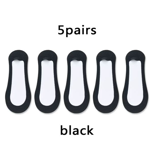 5pairs Non-slip Invisible Slippers Seamless Ice Silk Boat Summer Thin Solid Casual Breathable Low Cut Socks Women_vogvips.com