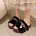 2025 Autumn Winter New Fashion Furry Suede Slippers For Women, Thick Sole Height Increasing One-Word Slippers, Versatile_vogvips.com