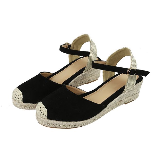 Women's Hemp Rope Wedge Sandals Open Side Casual Vacation Roman Style Plus Size_vogvips.com