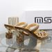 High Aesthetic Gold One Word Slipper 2024 Summer New Fashion Thick Irregular Metal High Heel External Wear Sandal_vogvips.com
