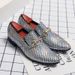 New Style Of Gold Men's Shoes Handsome Silver Pointed-toe Leather Shoes With One Foot, Fish Scale Pattern Business Gold Catwalk Dress Loafers_vogvips.com