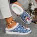 Women's Cozy Fleece-Lined House Slippers - Non-Slip Rubber Sole Winter Shoes With Plush Interior (Blue, Red)_vogvips.com