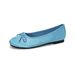 Round Head French Satin Single Shoes Women's Flat-soled Shallow Mouth Bow Soft-soled Ballet Shoes_vogvips.com
