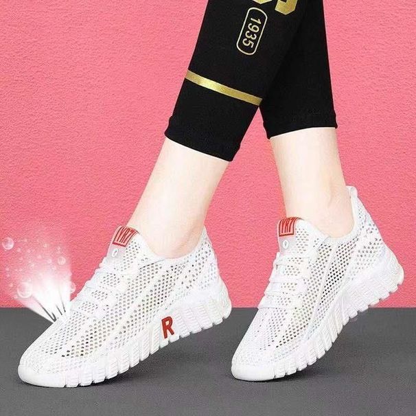 Old Beijing Cloth Lightweight Breathable Korean Style Mesh Women's Square Dance Shoes Spring Summer Fashion Mom Sneakers_vogvips.com
