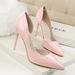 638-5 Korean Style Fashion Simple Stiletto Patent Leather Shallow Mouth Pointed Toe Hollow Sexy Slimming High Heels_vogvips.com