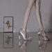 Silver High Heels For Women Stiletto Bow Chain Rhinestones Elegant Wedding Shoes Flats To Wear With Skirts New Style_vogvips.com