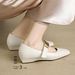 Cameido Women's Casual Shoes Beige Silver Pu 3cm Square Toe Combination Sole_vogvips.com