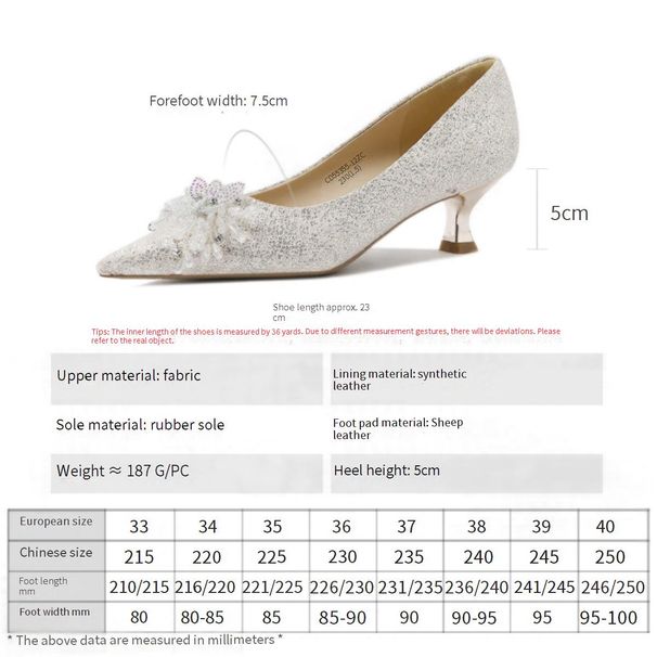 Cameido Champagne Glitter Pointed Toe Stiletto Heels For Women - 5CM Height, Rubber Sole, 0.5" Thin Heel_vogvips.com