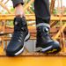 Men's High Top Steel Toe Safety Boots, Anti-Smashing Anti-Puncture, Microfiber Leather Upper, Non-Slip Rubber Sole For Miners, Construction Work Shoes_vogvips.com