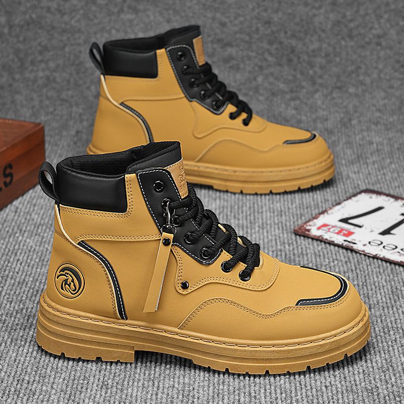 Martin Boots Men's Shoes High-top Wind Tooling Rhubarb Boots Men's Korean Version Platform Short Boots_vogvips.com