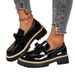 Women's Winter Leather Shoes Low Top Single Bowknot plus Size Platform Style in Stock_vogvips.com