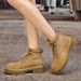 Unisex Genuine Pigskin Work Boots - Chunky Sole Mid-Calf Martin Boots For Men & Women (Yellow, Sizes 35-44)_vogvips.com