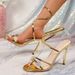 Size 35-43 Gold Cross-strap High-heeled Sandals For Women, 2026 Summer New Style, Fashionable And Versatile Stiletto_vogvips.com